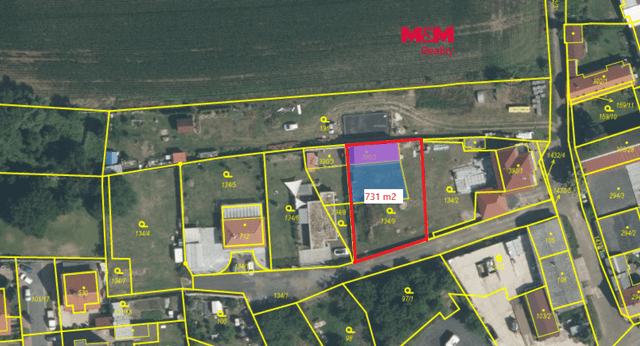 Prodej, stavební pozemek a stodola, 731 m2, Budyně n.O., okres Litoměřice