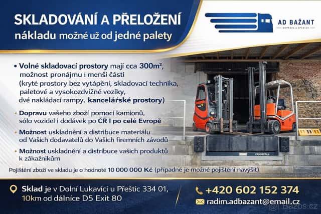 Sklad 300 m² + rampa + VZV u Plzně / Přeštic, okres Plzeň-jih