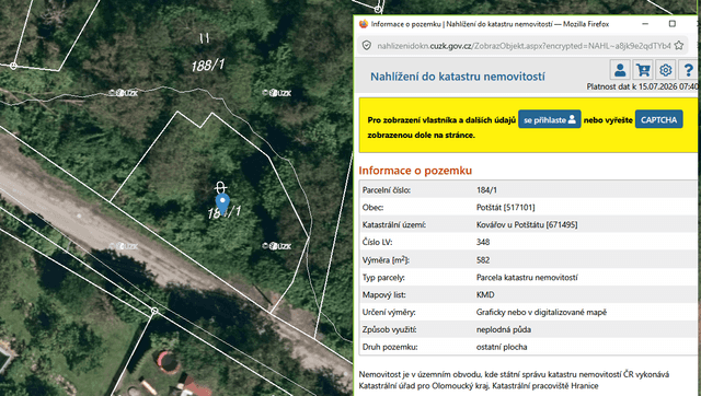 Prodej stavebního pozemku, 582 m², Kovářov u Potštátu, okres Přerov