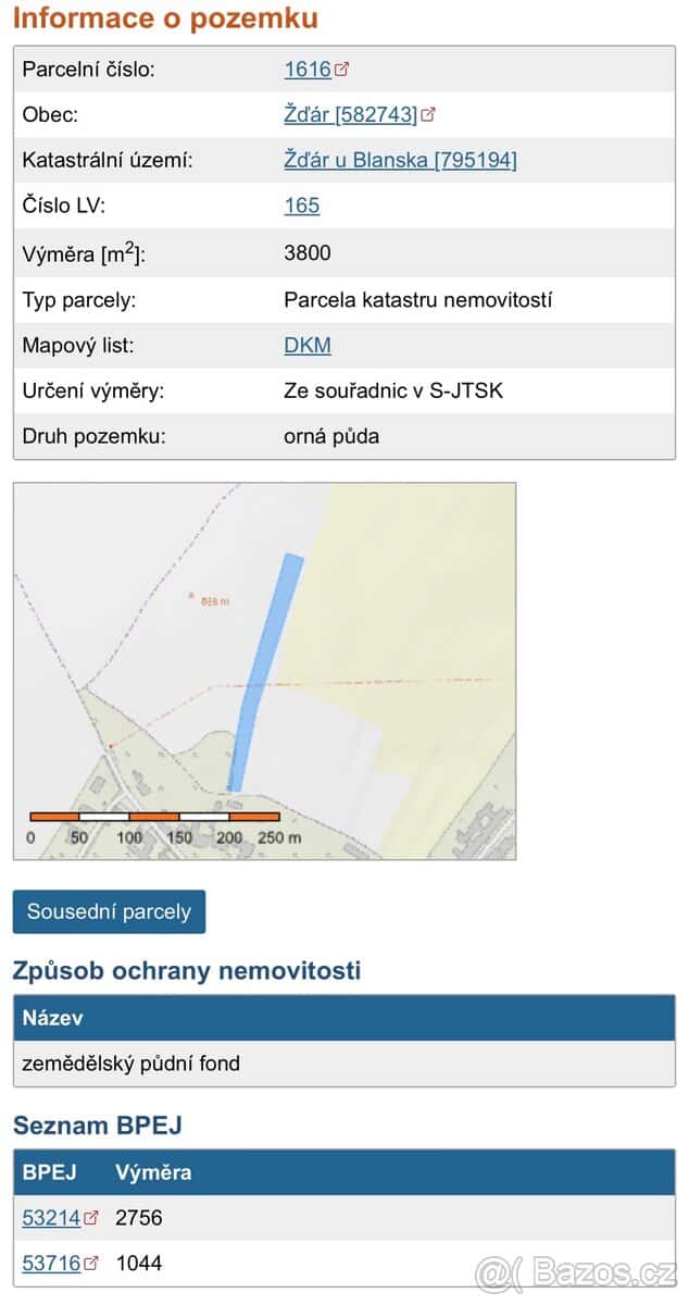 Pozemek Blansko, okres Blansko