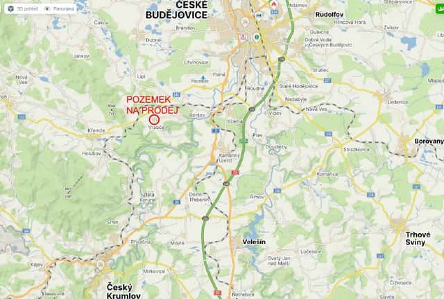 Rovinatý stavební pozemek 1 400 m², Vrábče u Č. Budějovic, okres České Budějovice