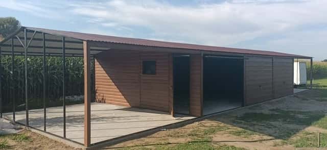 Garáž 9x6 se dvěma přístřeškami, okres Česká Lípa