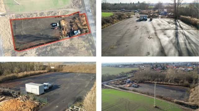Pronájem pozemku 1000m2 asfaltová plocha+ velký lodní konter, okres Litoměřice