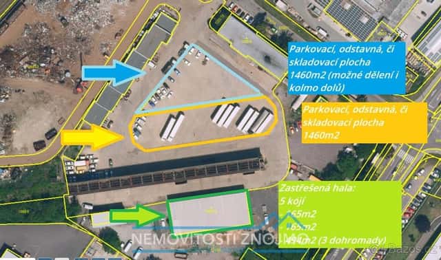 Pronájem parkovacích kójí 165m2, a parkovacího/skladovacího, okres Znojmo