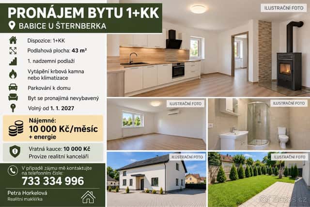 Pronájem bytu 1+kk, okres Olomouc