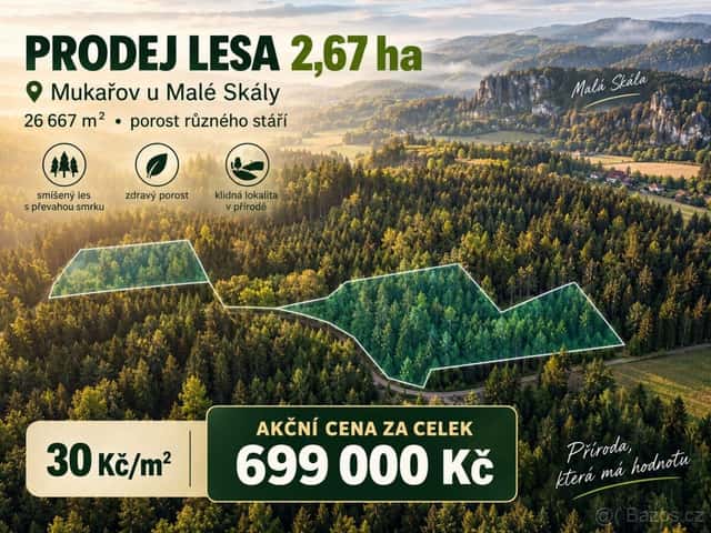 Prodej lesa 26667 m2, Mukařov u Jablonce nad Nisou, okres Jablonec nad Nisou