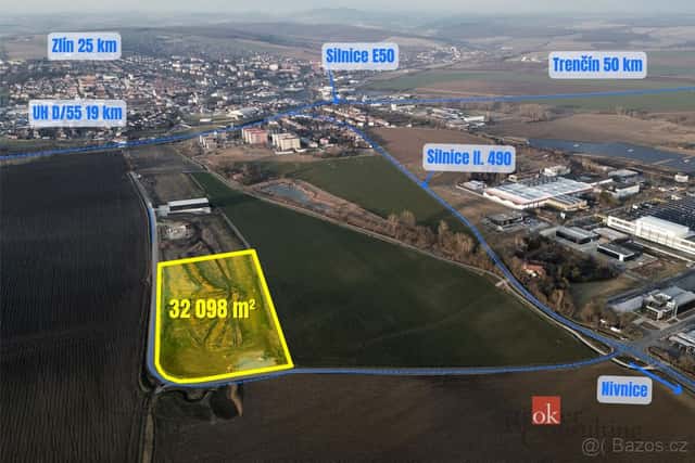 Prodej, pozemky/komerční, 10000 m2, Škrlovec, Uherský Brod,, okres Uherské Hradiště