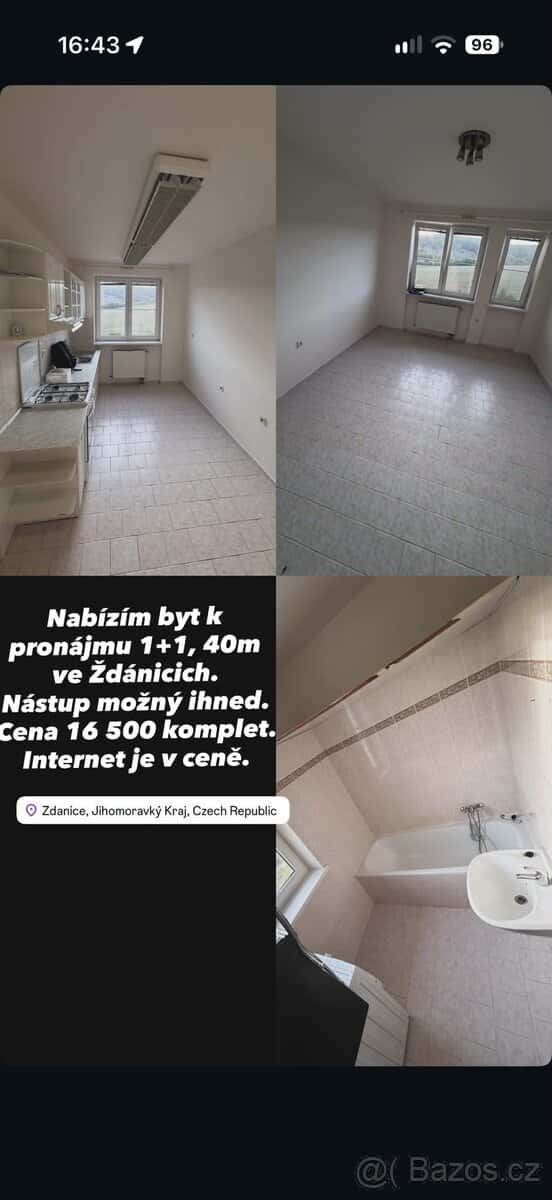 Pronájem bytu 1+1 Ždánice, okres Brno-město