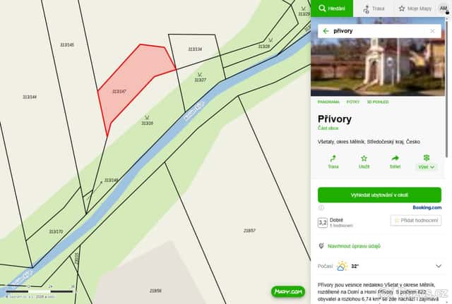 Prodám pozemky v k. ú. Přívory, okres Mělník