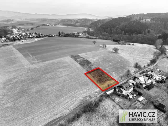 Prodej zastavitelného pozemku 1.180 m2 , Český Dub, Na Zhůrá, okres Liberec