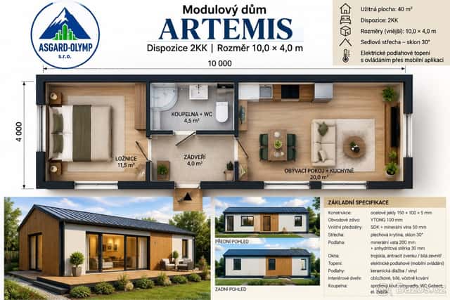 Modulový dům 10x4 ARTEMIS, okres Tábor