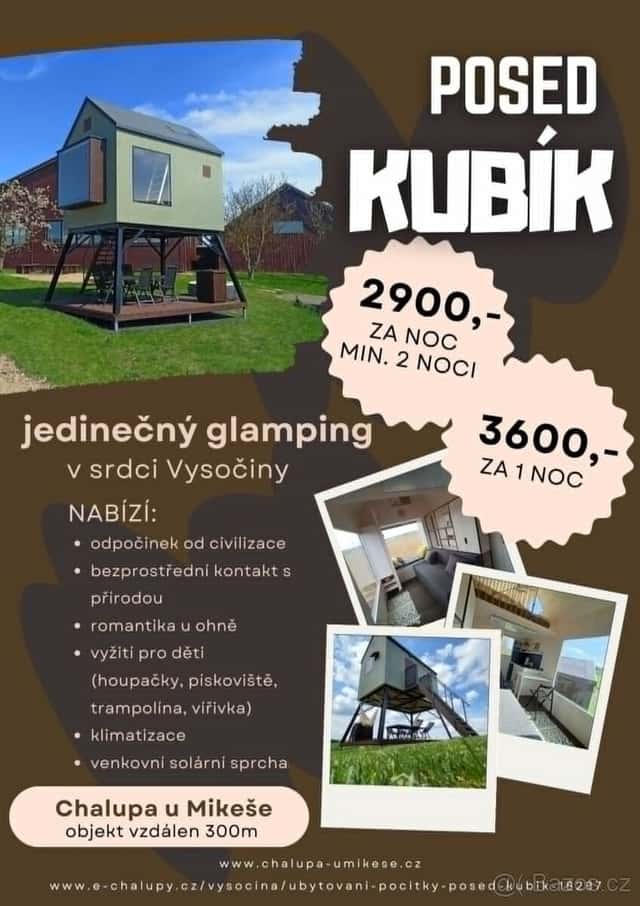 Posed Kubík, jedinečný glampingový zážitek na Vysočině, okres Žďár nad Sázavou