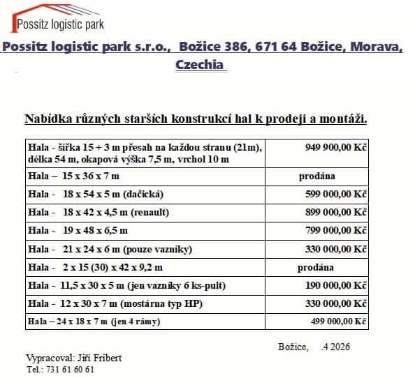 Prodej ocelové konstrukce, okres Znojmo