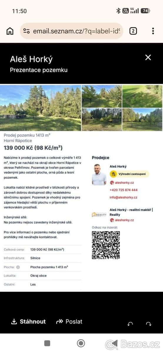 Pozemek, okres Pelhřimov