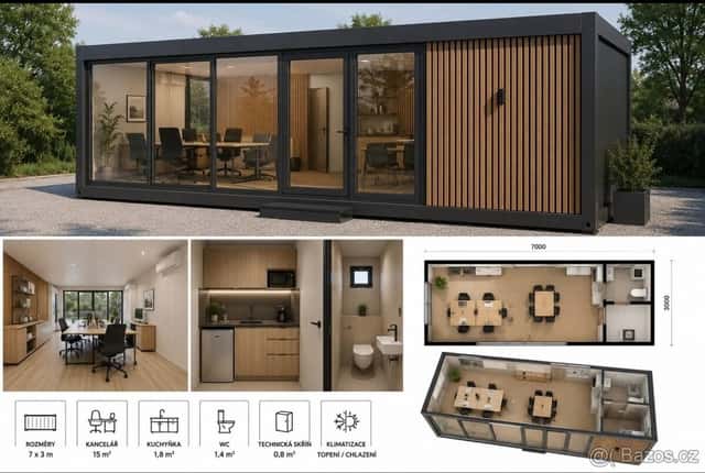 Prodám modulární kancelářský kontejner 7x3 m, okres Prostějov