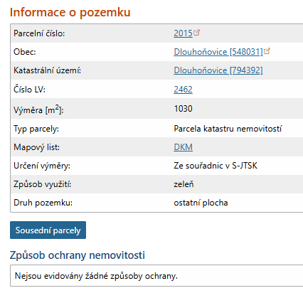 Prodám pozemek Dlouhoňovice, okres Ústí nad Orlicí