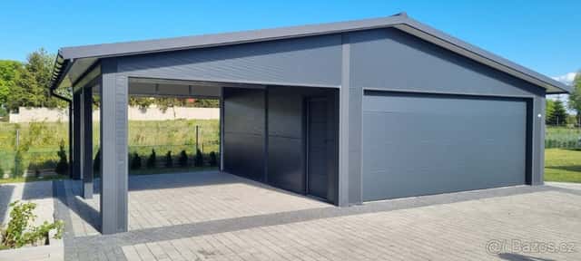 Plechová zateplená garáž 9x6m, okres Přerov