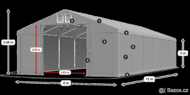 Skladový stan 8x12m Zimní, okres Praha-západ