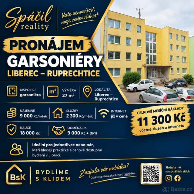 Pronájem garsoniéry v Liberci - Ruprechticích, okres Liberec