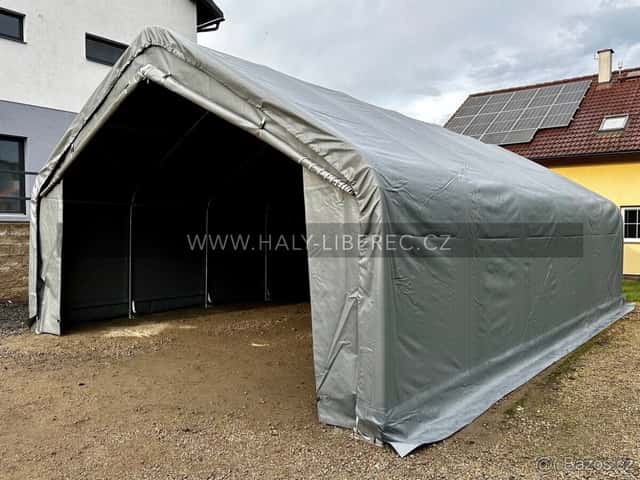 Hala 6.1 x 9.15 x 3.66 m, PVC 750 g/m2 šedá, rovné boky, okres Liberec