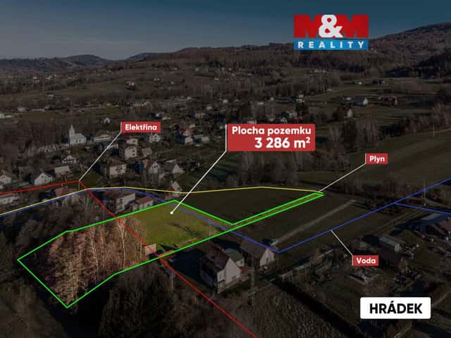 Prodej pozemku k bydlení, 3286 m, Hrádek, Hrádek, okres Frýdek-Místek