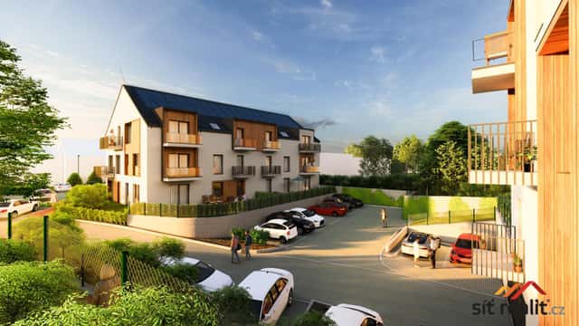 Novostavba bytu 3+kk, 75,32 m2 + 2× balkon 8,63 m2, výtah, podlahové vytápění, uzavřený areál, Brejníkova, Hořice, okres Jičín