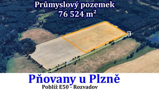 Prodej PRŮMYSLOVÉHO pozemku 76 524 m2, Pňovany u Plzně, Pňovany – Chotěšovičky, okres Plzeň-sever