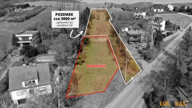 Prodej stavebního pozemku - 3000 m2 ve Veverské Bítýšce, Tišnovská, Veverská Bítýška, okres Brno-venkov
