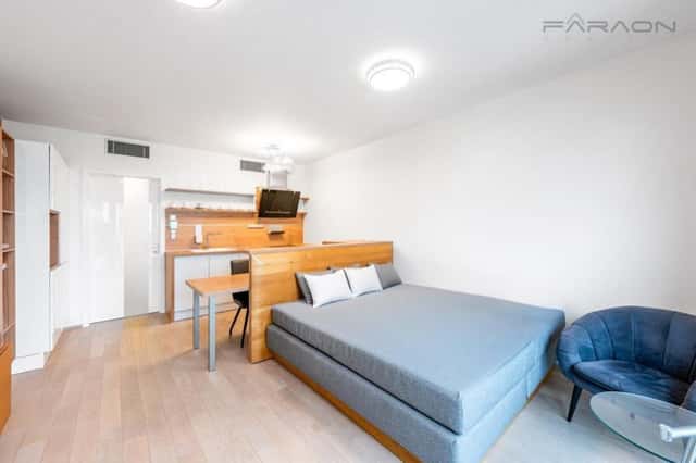 Prodej bytu 1+kk, klimatizace, parkovací místo, sklep, Garden Tower, Olšanská, Praha 3 - Žižkov, Olšanská, Praha 3 – Žižkov