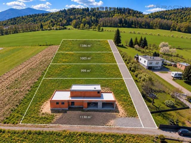 Prodej stavebního pozemku 1386 m, Chlebovice/Frýdek - Místek, K Dolům, Frýdek-Místek – Chlebovice