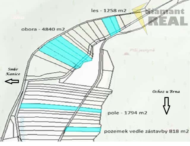 Prodej pozemků Ochoz u Brna, 8710 m2, Ochoz u Brna, okres Brno-venkov