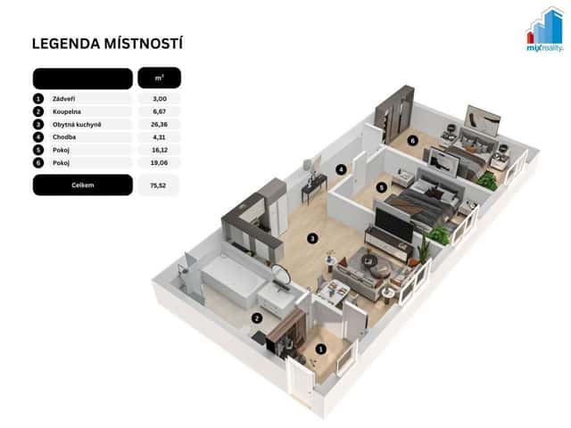 Prodej - Novostavba prostorný byt 3+kk v centru města Chotěšova, Plzeňská, Chotěšov, okres Plzeň-jih
