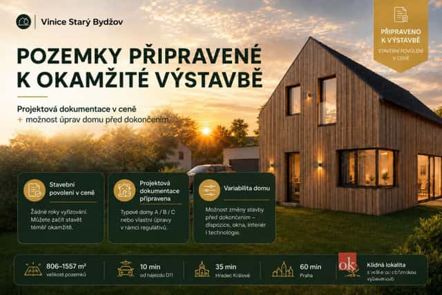 Prodej stavebních pozemků ve Starém Bydžově, Starý Bydžov, okres Hradec Králové