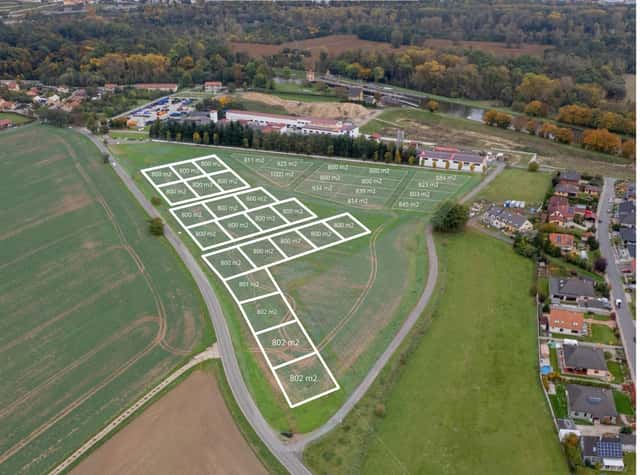 Prodej stavebních pozemků 800 m2 v obci Hořín (Mělník), Hořín, okres Mělník