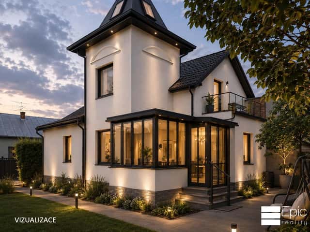 Rodinný dům s věží, 4+kk | 154 m² | pozemek 491 m² | 2 garáže | Libiš, Husova, Libiš, okres Mělník