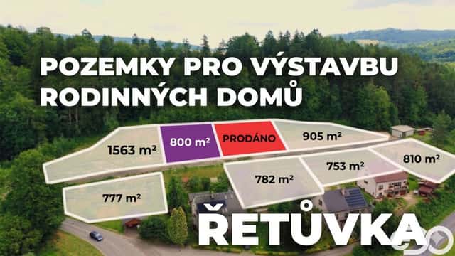 Prodej pozemků k výstavbě rodinného domu, 800 m2, Řetůvka, Řetůvka, okres Ústí nad Orlicí