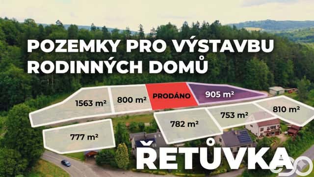Prodej pozemků k výstavbě rodinného domu, 905 m2, Řetůvka, Řetůvka, okres Ústí nad Orlicí