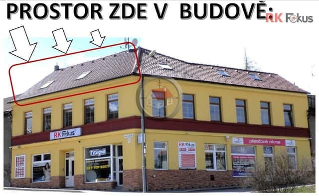 Pronájem vybavených podkrovních, nově vybudovaných kancelářských prostor blízko centra Třebíče, Vaňkovo nám., Třebíč – Horka-Domky