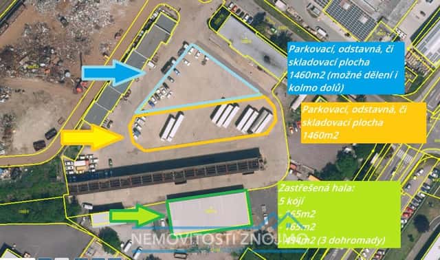 Pronájem parkovacích kójí 165m2, a parkovacího/skladovacího prostoru 2921m2, ul. Uhelná, Znojmo, Uhelná, Znojmo