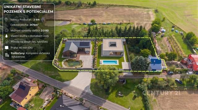 DEVELOPERSKÁ PŘÍLEŽITOST: Rozlehlý stavební pozemek 3 476 m s rodinným domem skvělá dostupnost Prah, Podbořany – Valov, okres Louny