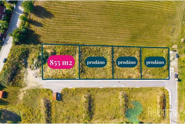 Prodej, stavební pozemek, 855m2, Hůry u Českých Budějovic, okres České Budějovice, Hůry, okres České Budějovice