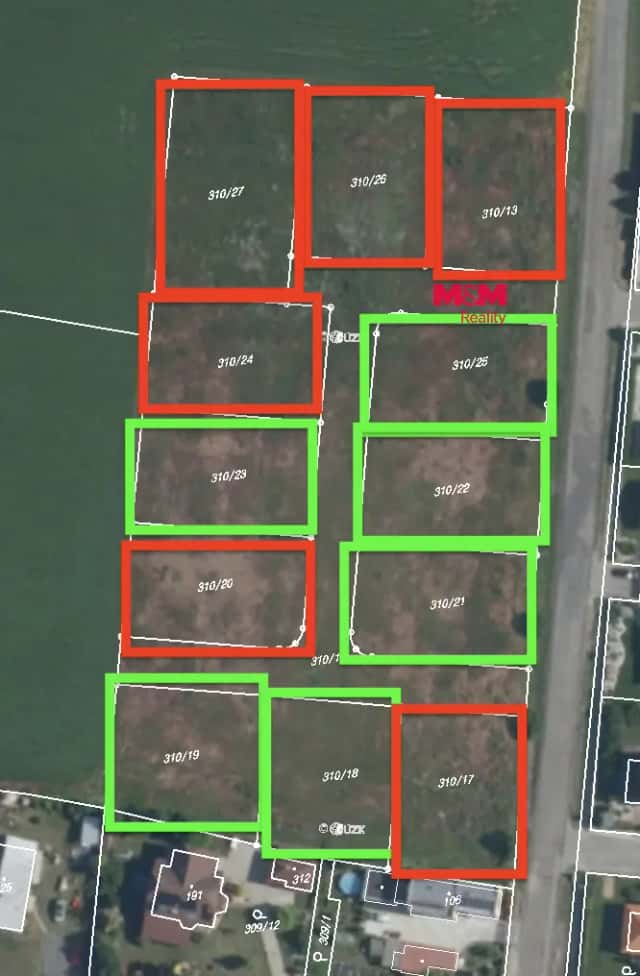 Prodej 6 pozemků k bydlení, každý 800 m2, Kosořice, Kosořice, okres Mladá Boleslav