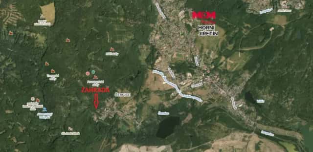 Prodej zahrady, 1628 m2, OV, Černice - Horní Jiřetín, Horní Jiřetín, okres Most