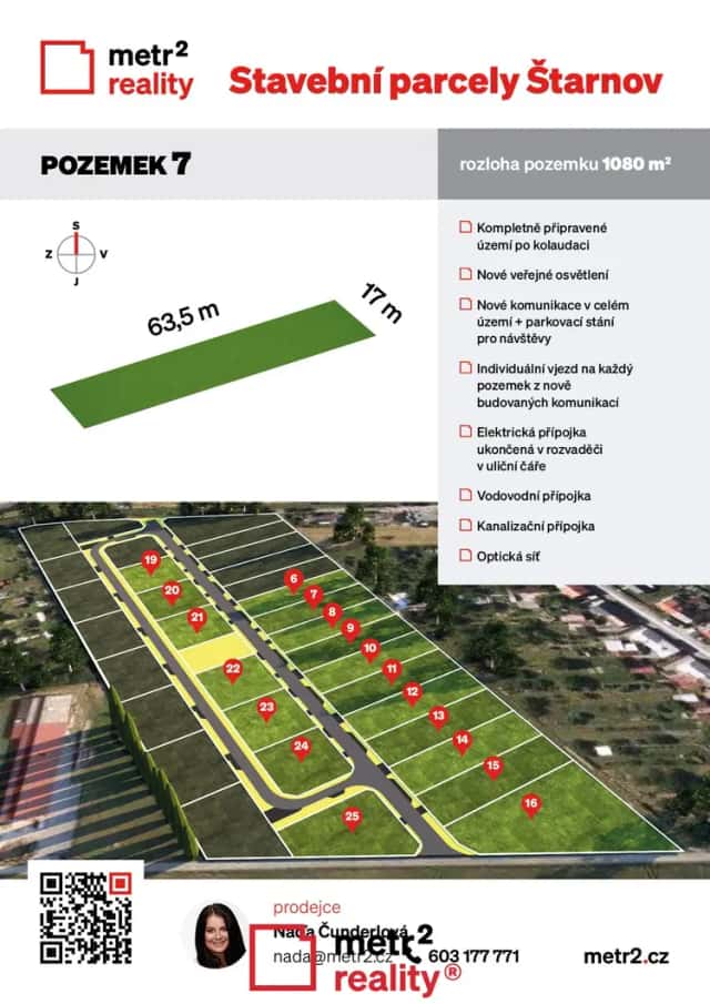 Prodej stavebního pozemku 1080 m2 / Štarnov, Štarnov, okres Olomouc