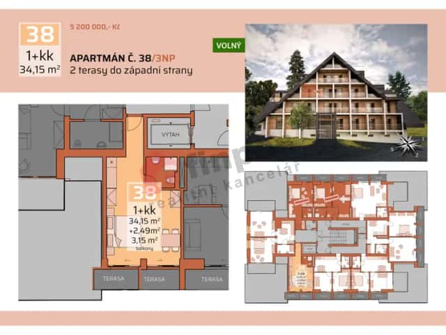 Prodej apartmánu č. 38 v projektu Orion Benecko, Benecko, okres Semily