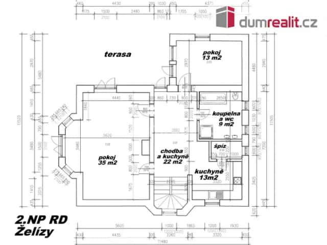 Vila 8+1, dvě garáže, terasa, balkon, pozemek 3176 m2, Želízy, okres Mělník