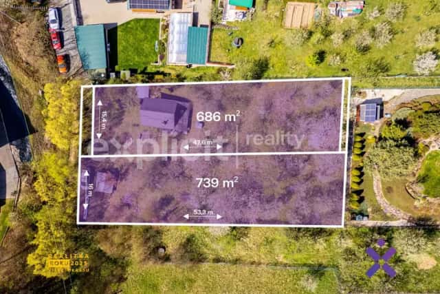 Prodej stavebních pozemků 686 a 739 m2 Hvozdná Zlín, Nivka 68, Hvozdná, okres Zlín