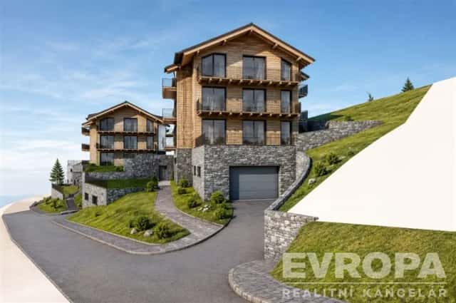 Projek se stavebním povolením na pozemeku 2341 m2, 16 apatmánu a 17 garažových staní, Klínovec, Loučné pod Klínovcem 3 mim od SKIAREÁL KLÍNOVEC, Loučná pod Klínovcem, okres Chomutov