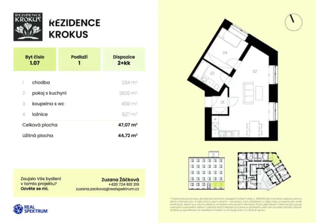 Moderní 2+kk s nízkými provozními náklady v Rezidenci Krokus, Kuldova, Brno, okres Brno-město