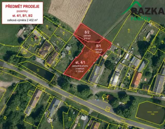 Výjimečný stavební pozemek 2 402 m2 v Horní Jadruži, Chodský Újezd, okres Tachov
